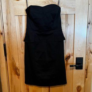 NWT White House Black Market Strapless Peplum Black Dress Size 6 570080777